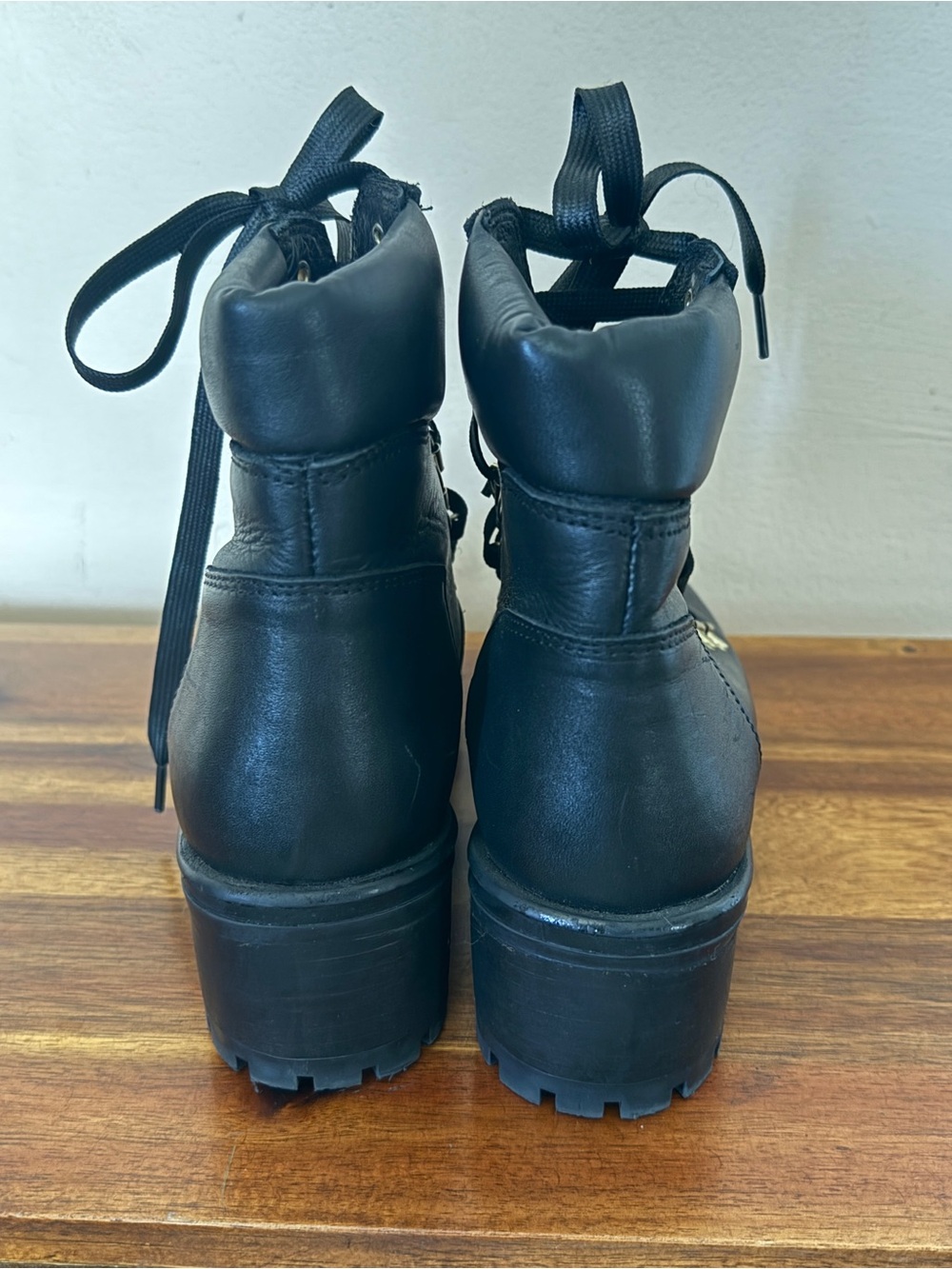 Steve Madden Galway Black Leather Combat Hiking Boots Size 8 Back to School - Picture 6 of 15